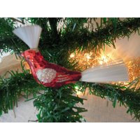 Vintage Weihnachtsvogel Ornament/Rot Glas Vogel Glas Weihnachtsbaum von TinaTreasureTrinkets