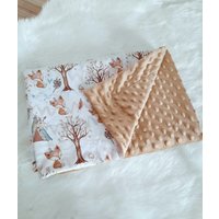 Babydecke Fuchs/Kuscheldecke 75x100 Kinderdecke Waldtiere Minky Sommer von TinasCharmelli