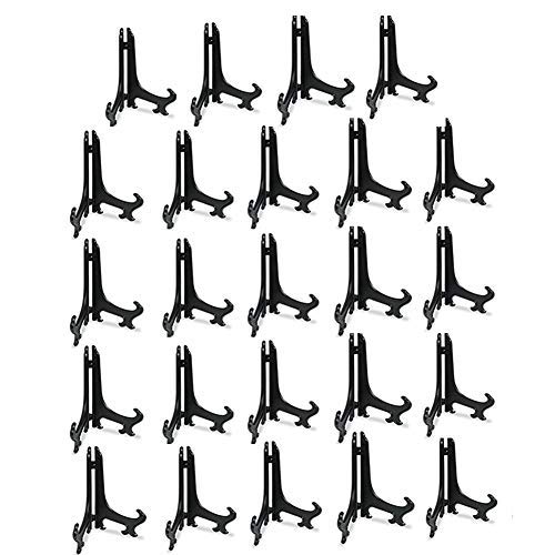 Tincogo 5 Zoll Schwarz Kunststoff Staffeleien Tellerständer Tellerhalter Telleraufsteller klappbar,Aufsteller Ständer für Präsentation von Bild (24 Stück von Tincogo