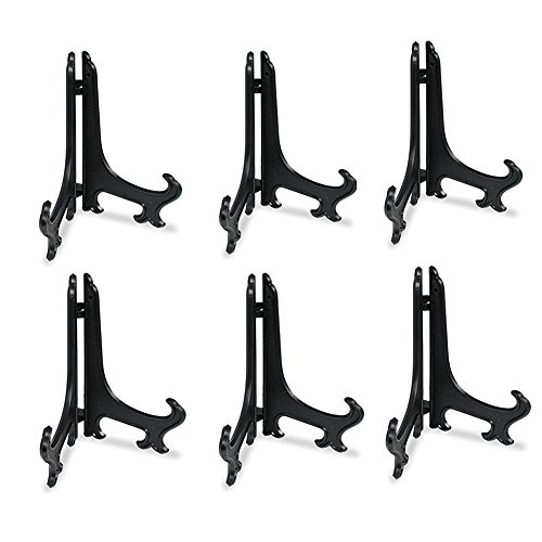 Tincogo 8 Zoll Schwarz Kunststoff Tellerständer Tellerhalter Telleraufsteller Dekoteller Halter Bilderrahmen ständer,6 Stück von Tincogo
