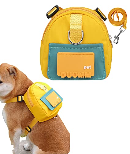 Tineer Haustier Rucksack Geschirr mit Leine für kleine mittlere Hunde, einstellbare Hund Selbst Carrier Geschirre Weste Rucksack für Outdoor-Reisen, Wandern, Wandern (Gelb, M) von Tineer