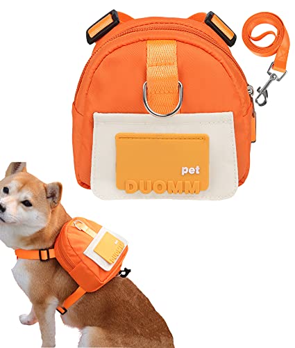 Tineer Haustier Rucksack Geschirr mit Leine für kleine mittlere Hunde, einstellbare Hund Selbst Carrier Geschirre Weste Rucksack für Outdoor-Reisen, Wandern, Wandern (Orange, M) von Tineer