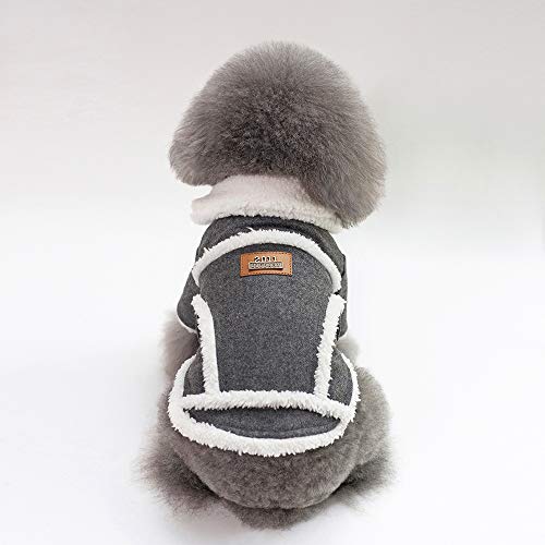 Tineer Hund Herbst Winter Bekleidung Kühle warme Tuch Britische Art Weste Gemütliche Jacke Mäntel mit Pelzkragen Kleine mittelgroße Hunde (L, Grey) von Tineer