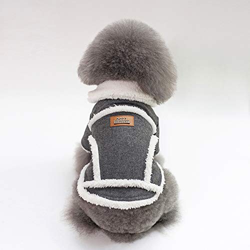 Tineer Hund Herbst Winter Bekleidung Kühle warme Tuch Britische Art Weste Gemütliche Jacke Mäntel mit Pelzkragen Kleine mittelgroße Hunde (XL, Grey) von Tineer