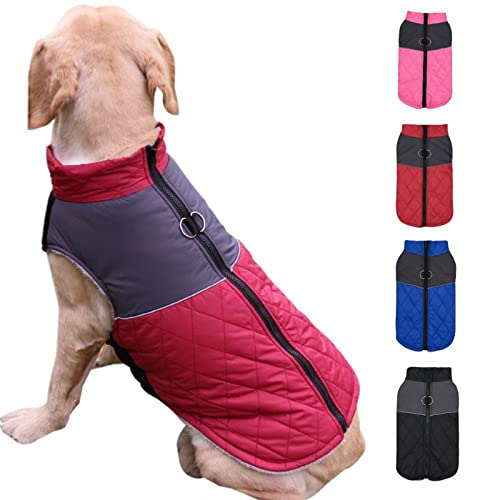 Tineer Hunde-Winterjacke, Weste für kleine, mittelgroße Hunde, Fleece-Futter, Warmer Mantel, wasserdichte Haustier-Hundekleidung für kaltes Wetter (S, Weinrot) von Tineer