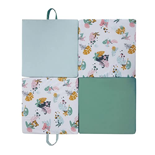 Tinéo – Teppich – Aktivitätsmatte – Motorikmatte – Spielmatte – Multifunktion 3 in 1 – 120 x 120 cm (Jungle Buddies) von Tinéo
