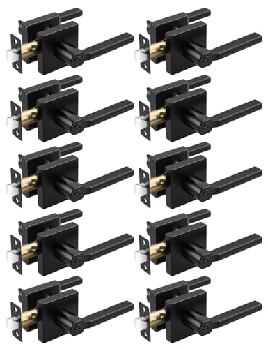 Tinewa Halifax Türdrücker, quadratisch, matt, schwarz, Türhebel, Schlüssellose Innengriffe, wendbar für rechte und linke Türen, moderner Stil, 10 Stück von Tinewa