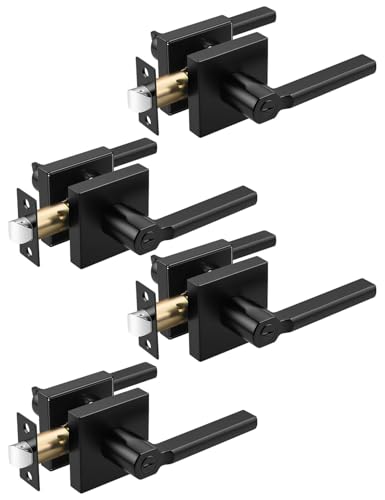 Tinewa Halifax Türdrücker, quadratisch, matt, schwarz, Türhebel, Schlüssellose Innengriffe, wendbar für rechte und linke Türen, moderner Stil, 4 Stück von Tinewa