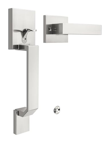 Tinewa Quadratischer Türgriff aus gebürstetem Nickel mit klassischem Türhebel, verbesserter Außentüreinstiegsgriff, kein Schloss, wendbar für Links- und Rechtshänder von Tinewa