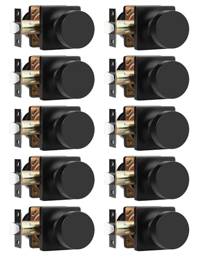 Tinewa Türknauf, Griff für Schrank- und Flurtüren, robust, quadratisch, nicht verriegelnd, schlüssellose Türknäufe auf quadratischer Rosette, Schwarz, 10 Stück von Tinewa
