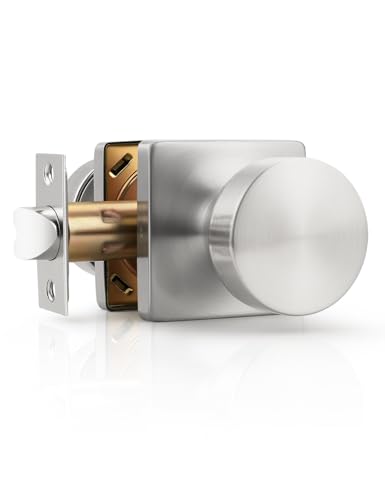 Tinewa Türknauf für den Innenbereich, gebürstetes Nickel, Griff für Schrank- und Flurtüren, strapazierfähig, quadratisch, nicht verriegelnd, schlüssellose Türknäufe auf quadratischer Rosette, 1 Stück von Tinewa