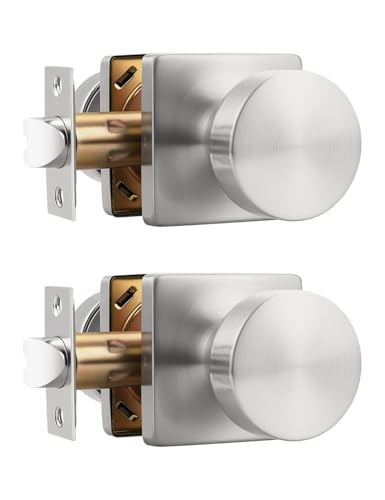 Tinewa Türknauf für den Innenbereich, gebürstetes Nickel, Griff für Schrank- und Flurtüren, strapazierfähig, quadratisch, nicht verriegelnd, schlüssellose Türknäufe auf quadratischer Rosette, 2 Stück von Tinewa