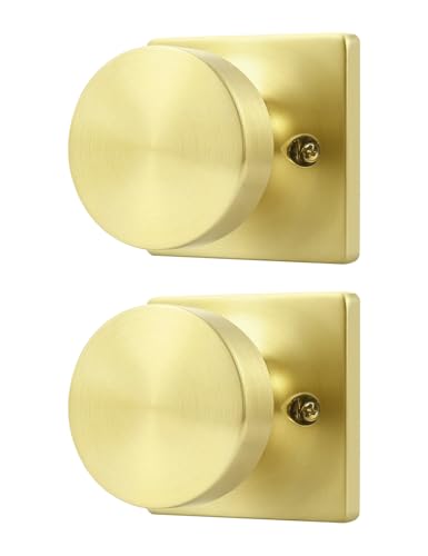 Tinewa Türknauf für den Innenbereich, nicht drehend, satiniertes Messing, einseitiger Türgriff, inaktiv, halbe Attrappe, Türknauf für Schrank und Speisekammer, quadratisch, 2 Stück von Tinewa