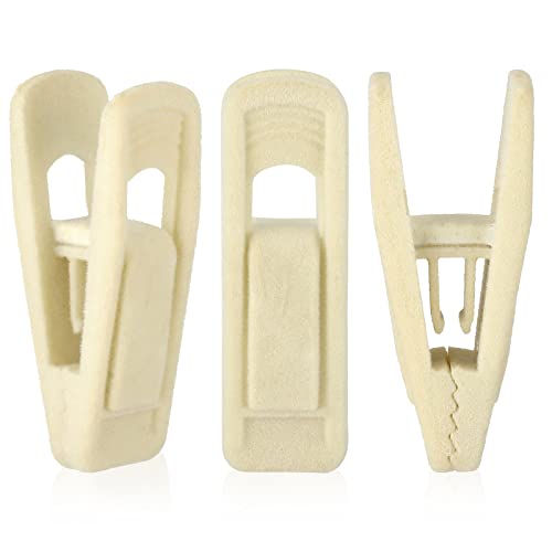 Tinfol Beige 50pc Samt Kleiderbügel Clips, Starke Finger beflockt Clips, Hosenbügel Clips für dünne Kleiderbügel von Tinfol