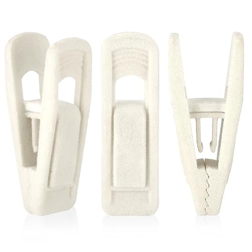 Tinfol Samt-Kleiderbügel-Clips, 24 Stück, Hosen-Samt-Clips, Kleiderbügel-Clip, Starke fingerbeflockte Clips, perfekt für die Verwendung mit schmalen Kleiderbügeln (Elfenbein) von Tinfol