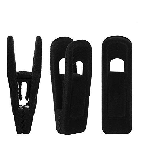 Tinfol Velvet Kleiderbügel Clips 24 Stück, Hosen Kleiderbügel Samt Clips, starker Finger beflockt Clips ideal für Verwendung mit schlanke Kleiderbügel, Samt, schwarz von Tinfol