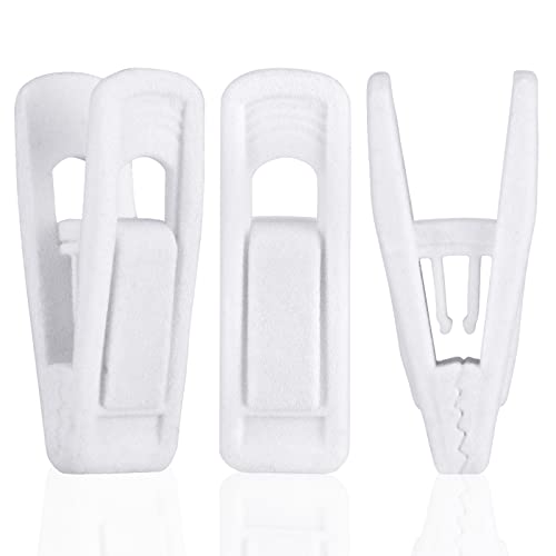 Tinfol Weiße Samt-Kleiderbügel-Clips, 24 Stück Hosen-Kleiderbügel-Clips, rutschfeste beflockte Finger-Kleiderbügel-Clips, perfekt für dünne Samt-Kleiderbügel von Tinfol
