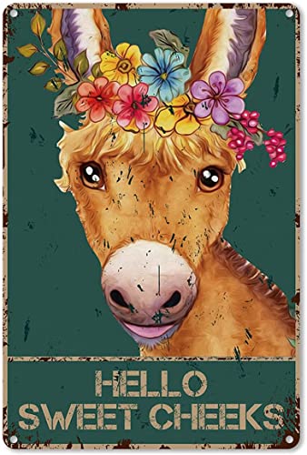 Lustiges Badezimmer-Zitat Metall-Blechschild Wanddekoration – Vintage Hello Sweet Cheeks Esel mit Blumen Blechschild für Toilette Waschraum Dekor Geschenke – Retro-Badezimmer-Dekoration, Geschenkideen Lustiges Badezimmer-Zitat Metall-Blechschild Wanddekoration – Vintage Hello Sweet Cheeks Esel mit Blumen Blechschild für Toilette Waschraum Dekor Geschenke – Retro-Badezimmer-Dekoration, Geschenkideen von Tinfold