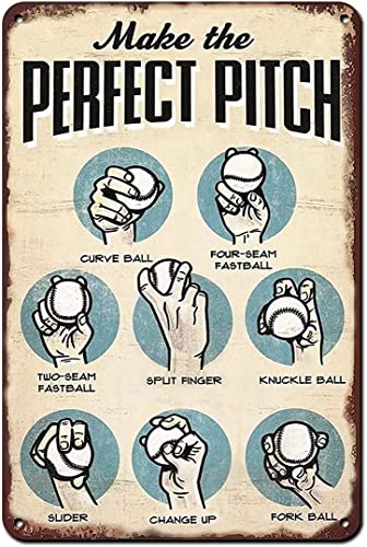 Make The Perfect Pitch Baseball Pitching Grips Spickzettel Vintage-Blechschild Metallposter Kunst Lustiges Blechschild für Büro Zuhause Klassenzimmer Dekor Vintage-Baseballschild für Männerhöhle Make The Perfect Pitch Baseball Pitching Grips Spickzettel Vintage-Blechschild Metallposter Kunst Lustiges Blechschild für Büro Zuhause Klassenzimmer Dekor Vintage-Baseballschild für Männerhöhle von Tinfold