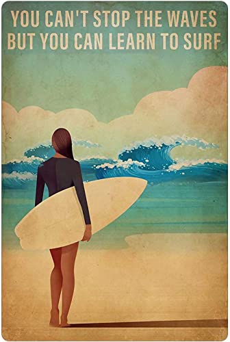 Metall-Blechschild mit englischer Aufschrift "You Can't Stop The Waves But You Can Learn to Surf Skateboarding", lustiges Metall-Blechschild, Zuhause, Vintage-Kunst-Dekor, Eisenmalerei, 20,3 x 30,5 cm Metall-Blechschild mit englischer Aufschrift "You Can't Stop The Waves But You Can Learn to Surf Skateboarding", lustiges Metall-Blechschild, Zuhause, Vintage-Kunst-Dekor, Eisenmalerei, 20,3 x 30,5 cm von Tinfold