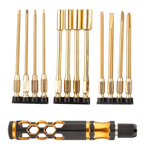 12 in 1 Sechskant-Schraubendreher-Werkzeug-Set für ferngesteuertes Flugzeug, Modell, Auto, Griff, Halte-Bit, ergonomisches Modell von TingHaoO