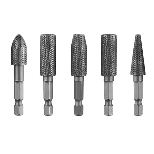 5-teiliges Rotationsraspelfeilen-Set, Stahlfeilen, Schnitz-Bits, Fräser für Metall, Holz, Schleifen, Holzbearbeitung, Zubehör, ergonomische Frässtifte 5-teiliges Rotationsraspelfeilen-Set, Stahlfeilen, Schnitz-Bits, Fräser für Metall, Holz, Schleifen, Holzbearbeitung, Zubehör, ergonomische Frässtifte von TingHaoO