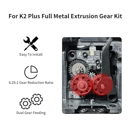 Ganzmetall-Extrudergetriebe, verbesserte Extrusionseffizienz für K2P Plus Drucker, reibungsloser Betrieb und Haltbarkeit, hochfestes Extrudergetriebe, Metall Ganzmetall-Extrudergetriebe, verbesserte Extrusionseffizienz für K2P Plus Drucker, reibungsloser Betrieb und Haltbarkeit, hochfestes Extrudergetriebe, Metall von TingHaoO
