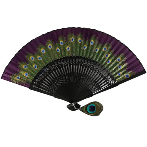 Handventilator im Vintage-Stil, Federmuster, Holz, faltbar, für Frauen, Hochzeiten und Tanzpartys, Hochzeit, Party Handventilator im Vintage-Stil, Federmuster, Holz, faltbar, für Frauen, Hochzeiten und Tanzpartys, Hochzeit, Party von TingHaoO