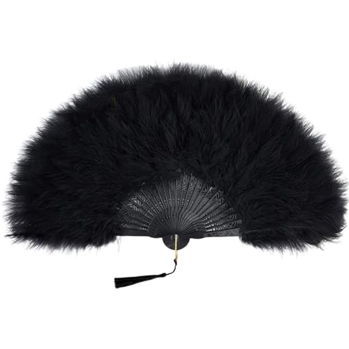 TingHaoO Eleganter gefiederter Ventilator, faltbares Design, Handfächer für Flapper-Kostüme, Tanzaufführungen und Motto-Partys von TingHaoO