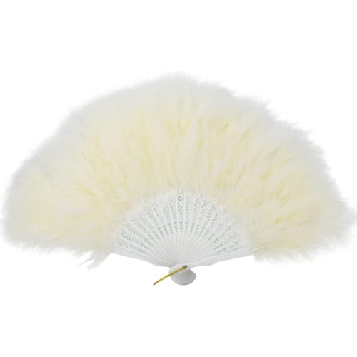 TingHaoO Eleganter gefiederter Ventilator, faltbares Design, Handfächer für Flapper-Kostüme, Tanzaufführungen und Motto-Partys von TingHaoO