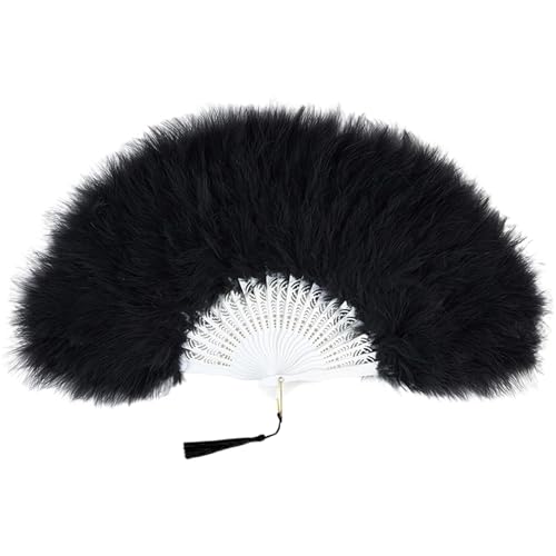 TingHaoO Eleganter gefiederter Ventilator, faltbares Design, Handfächer für Flapper-Kostüme, Tanzaufführungen und Motto-Partys von TingHaoO