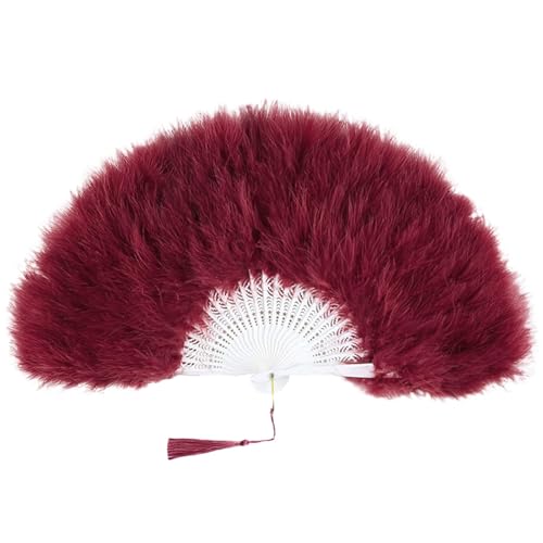 TingHaoO Eleganter gefiederter Ventilator, faltbares Design, Handfächer für Flapper-Kostüme, Tanzaufführungen und Motto-Partys von TingHaoO