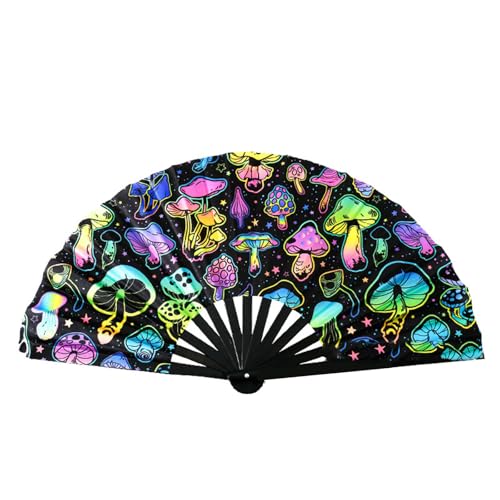 Tragbarer Handfächer aus fluoreszierendem Bambus, für Musikfestivals, Nachtclubs, Kostümpartys und Diskotheken, Tanz, zusammenklappbar von TingHaoO