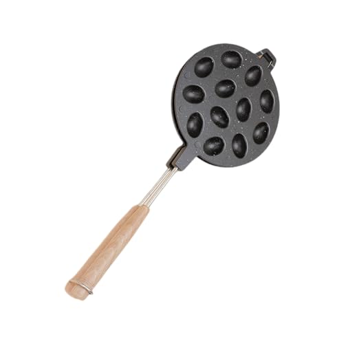Walnuss-Plätzchenbackform mit Antihaftbeschichtung, Holzgriff, Aluminiumlegierung, Backwerkzeug, 12 Löcher, Waffeln und Gebäck von TingHaoO