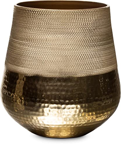Hoop Deluxe Vase, Ø 15 cm, Höhe 17 cm, Champagner-Gold, rostfreier Stahl von Tingo Living