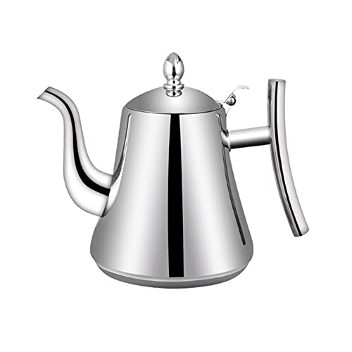 Tingting1992 Kaffeekanne Kaffeekessel mit Griff Edelstahl Kaffeetopf Home Hotel Kaffeekanne Induktion Filter Teekanne Perfekt Für Kaffeeliebhaber Wasserkocher (Color : Silver 1L) von Tingting1992