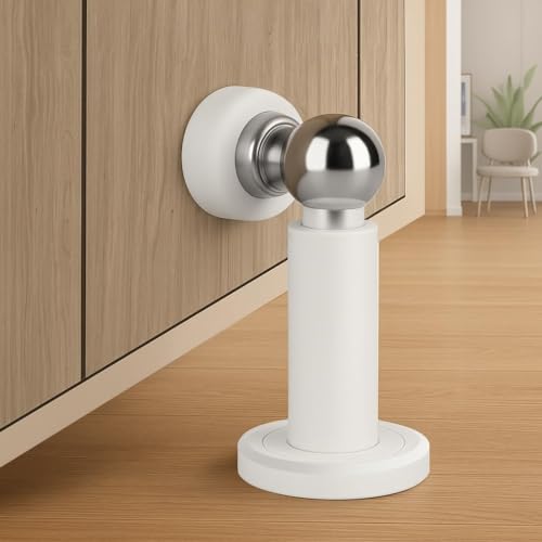 Tingyanyan Magnetischer Türstopper, höhenverstellbar, robuster magnetischer Türstopper, Edelstahl 304, mit Wand- und Bodenmontage, Weiß von Tingyanyan