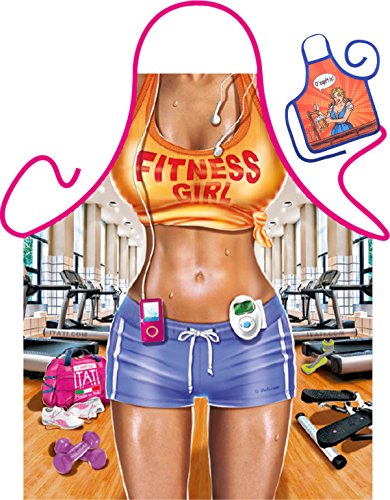 Fitness Girl Motiv Kochschürze sexy Frauenkörper Sport Fitness Schürze : Fitness Girl -- Themenschürze mit Minischürze für Flaschen von Tini - Shirts