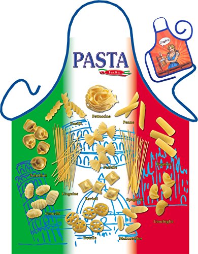 Pasta Motiv Kochschürze Italien Pasta Nudeln Sorten Schürze : Pasta-Tricolore -- Themenschürze mit Minischürze für Flaschen von Tini - Shirts