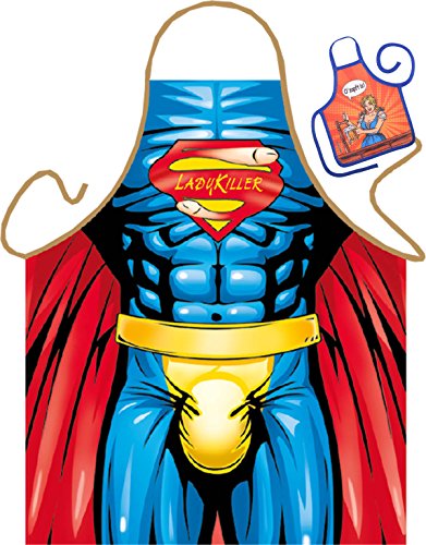 Superman Motiv Kochschürze sexy Superman Schürze : Ladykiller -- Themenschürze mit Minischürze für Flaschen von Tini - Shirts