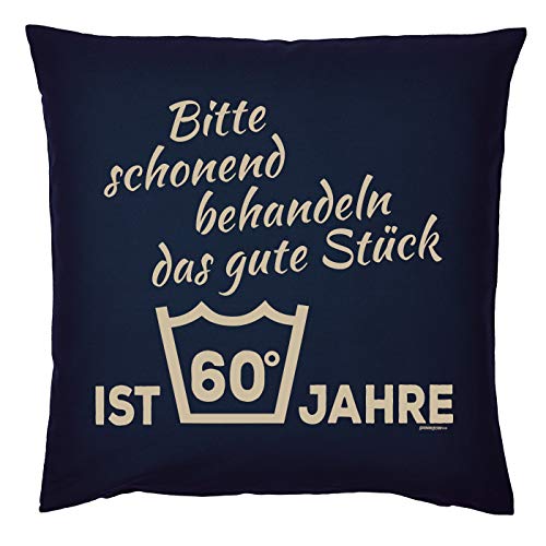 Tini - Shirts 60.Geburtstag Kissen, Deko Kissenbezug Sprüche 60 : Bitte schonend behandeln das Gute Stück ist 60 Jahre - Geburtstag 60 Jahre - Kissen ohne Füllung von Tini - Shirts