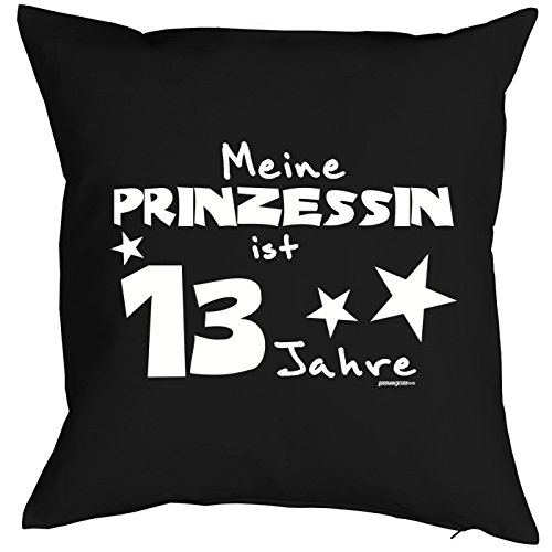 Unbekannt 13 Geburtstag Mädchen Kissen - Kuschelkissen Kinder : Meine Prinzessin ist 13 Jahre - Dekokissen ohne Füllung - Farbe: schwarz von Tini - Shirts