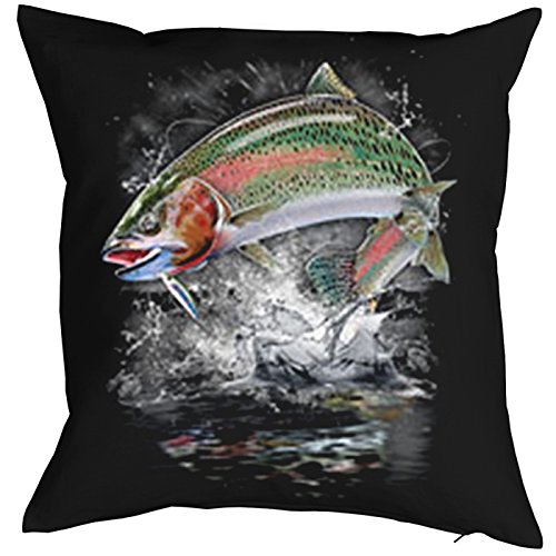 Unbekannt Angler Motiv Kissen - Kuschelkissen Angelsport : Jumping Rainbow Trout - Angler Ausrüstung - Kissen mit Füllung - Farbe: schwarz Unbekannt Angler Motiv Kissen - Kuschelkissen Angelsport : Jumping Rainbow Trout - Angler Ausrüstung - Kissen mit Füllung - Farbe: schwarz von Tini - Shirts