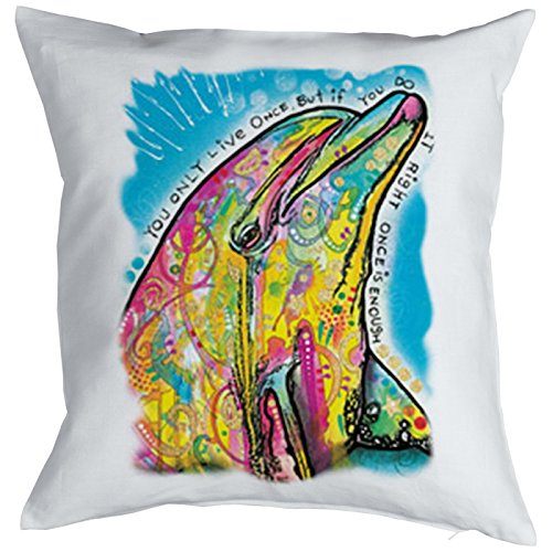 Unbekannt Delfin Motiv Kuschelkissen - buntes Delphin Kissen : Dolphin Kissen mit Füllung Farbe: weiß von Tini - Shirts
