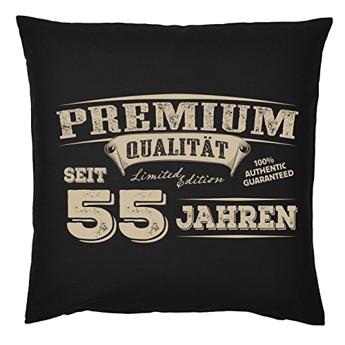 Unbekannt Sprüche-Kissen zum 55 Geburtstag - Geschenk-Idee Dekokissen 55 Jahre : Premium Qualität seit 55 Jahren - Geburtstag 55 - Kissen ohne Füllung - Farbe: schwarz Unbekannt Sprüche-Kissen zum 55 Geburtstag - Geschenk-Idee Dekokissen 55 Jahre : Premium Qualität seit 55 Jahren - Geburtstag 55 - Kissen ohne Füllung - Farbe: schwarz von Tini - Shirts