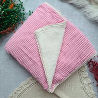 Babydecke, Kinderwagendecke, Krabbeldecke Fürs Baby, Kuscheldecke Mit Teddyplüsch Und Waffelpique, Geschenkidee Zur Babyparty Oder Geburt von TiniMiniAtelier
