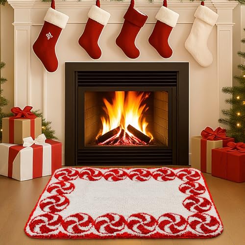 Tinideya Badezimmerteppich, Weihnachtsmotiv, Süßigkeiten-Wirbel-Design, extra weich und saugfähig, niedliche Weihnachts-Badezimmerdekoration für Badewanne, Wohnzimmer, Esszimmer, Urlaub, Schlafzimmer Tinideya Badezimmerteppich, Weihnachtsmotiv, Süßigkeiten-Wirbel-Design, extra weich und saugfähig, niedliche Weihnachts-Badezimmerdekoration für Badewanne, Wohnzimmer, Esszimmer, Urlaub, Schlafzimmer von Tinideya