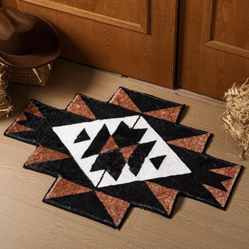 Tinideya Badteppich, Motiv: Western-Aztekenmuster, rutschfest, wasserabsorbierend, dekorativ, waschbar, geometrischer Badezimmerteppich für den Innenbereich, Wohnzimmer, Schlafzimmer, Küche Tinideya Badteppich, Motiv: Western-Aztekenmuster, rutschfest, wasserabsorbierend, dekorativ, waschbar, geometrischer Badezimmerteppich für den Innenbereich, Wohnzimmer, Schlafzimmer, Küche von Tinideya