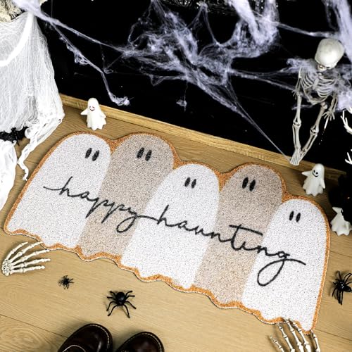Tinideya Fußmatte "Happy Haunting Welcome" aus Kokosfaser, Kürbis-Imitat, für den Innen- und Außenbereich, rutschfeste Gummi-Unterseite für Herbst und Urlaub Tinideya Fußmatte "Happy Haunting Welcome" aus Kokosfaser, Kürbis-Imitat, für den Innen- und Außenbereich, rutschfeste Gummi-Unterseite für Herbst und Urlaub von Tinideya