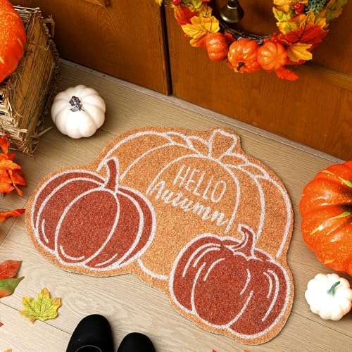 Tinideya Fußmatte mit Aufschrift "Hello Autumn Welcome", Kokosfaser, Kürbis-Imitat, für den Innen- und Außenbereich, rutschfeste Gummi-Unterseite für Herbst und Urlaub Tinideya Fußmatte mit Aufschrift "Hello Autumn Welcome", Kokosfaser, Kürbis-Imitat, für den Innen- und Außenbereich, rutschfeste Gummi-Unterseite für Herbst und Urlaub von Tinideya